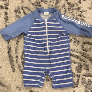 Rugged Butts Blue Stripe Rash Guard Bodysuit